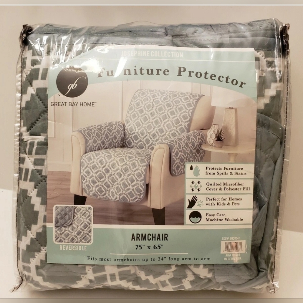 JOSEPHINE COLLECTION Furniture Protector Arm Chair Cover NEW Sage Green/ White